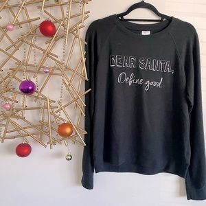 Funny Santa Christmas Holiday Embroidered Sweater Cardigan Long Sleeve Top - XL